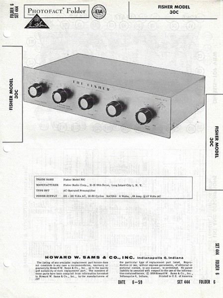 Fisher 30C - Photofact - Schematic Set 444/Folder 6