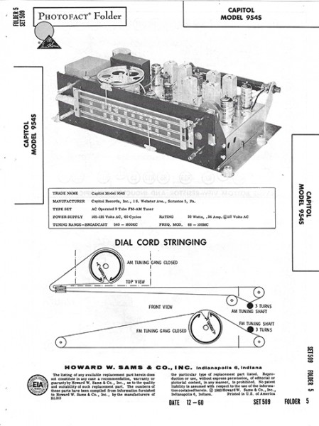 Capitol 954S - Photofact - Schematic Set 509/Folder 5