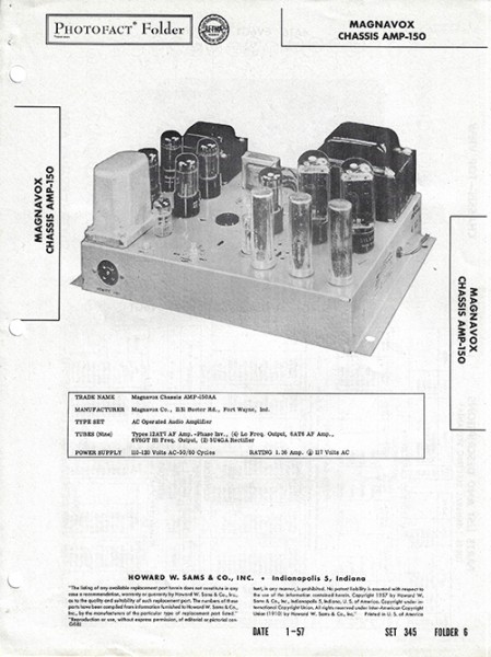 Magnavox Chassis AMP-150 - Photofact - Schematic Set 345/Folder 6