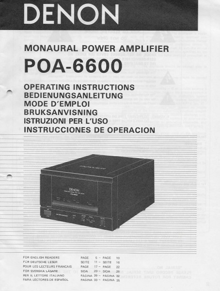 Denon POA-6600 Bedienungsanleitung