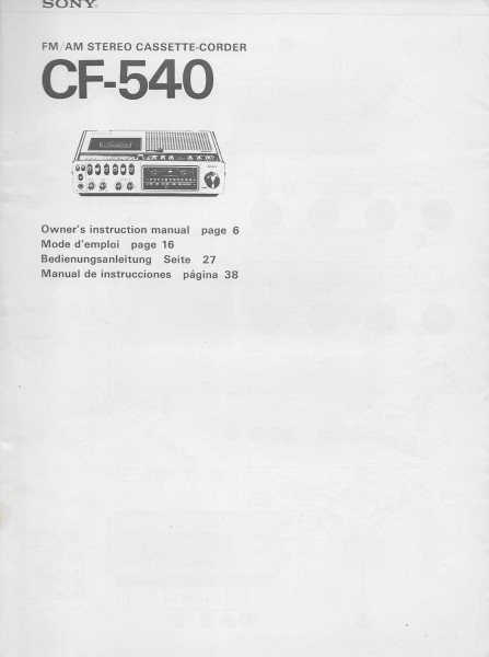 Sony CF-540 Bedienungsanleitung