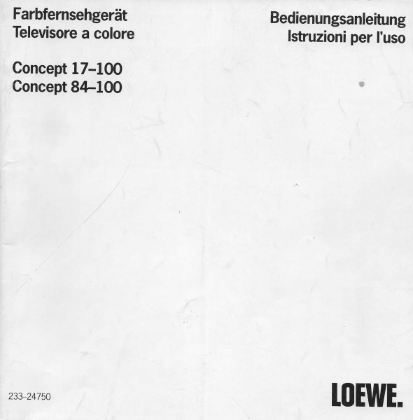 Loewe Concept 17-100 / Concept 84-100 Bedienungsanleitung