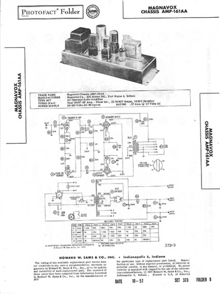 Magnavox Chassis AMP-161AA - Photofact - Schematic Set 373/Folder 9