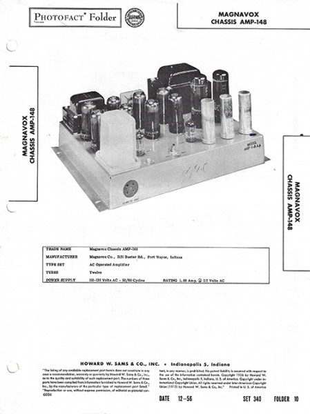 Magnavox Chassis AMP-148 - Photofact - Schematic Set 340/Folder 10