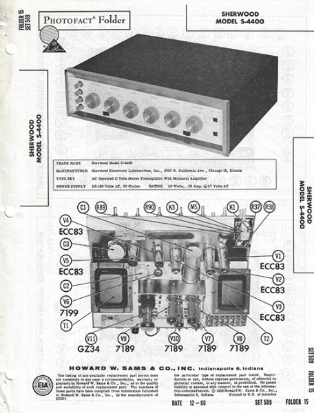 Sherwood S-4400 - Photofact - Schematic Set 509/Folder 15