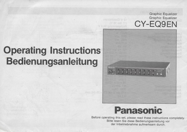 Panasonic CY-EQ9EN Bedienungsanleitung