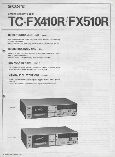 Sony TC-FX410R / FX510R Bedienungsanleitung