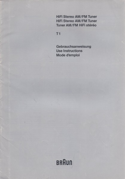 Braun T1 Bedienungsanleitung