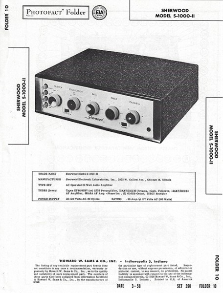 Sherwood S-1000II - Photofact - Schematic Set 390/Folder 10