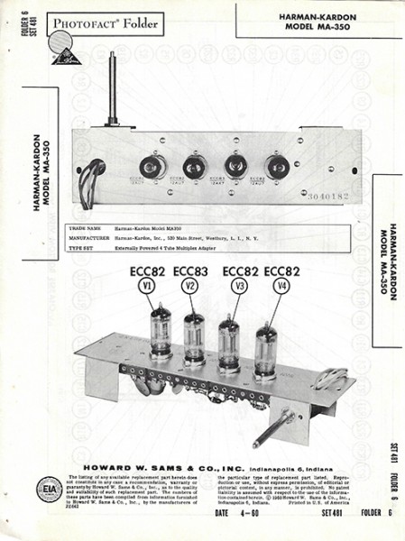Harman-Kardon MA-350 - Photofact - Schematic Set 481/Folder 6