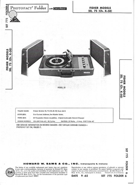 Fisher 50, 75 - Photofact - Schematic Set 775/Folder 6