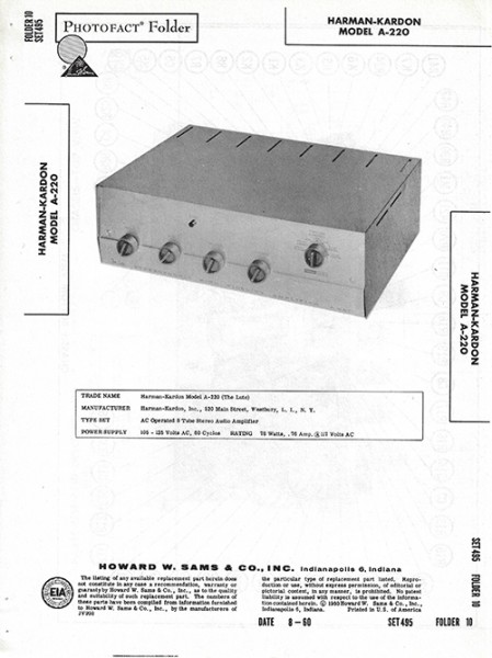 Harman-Kardon A-220 - Photofact - Schematic Set 495/Folder 10