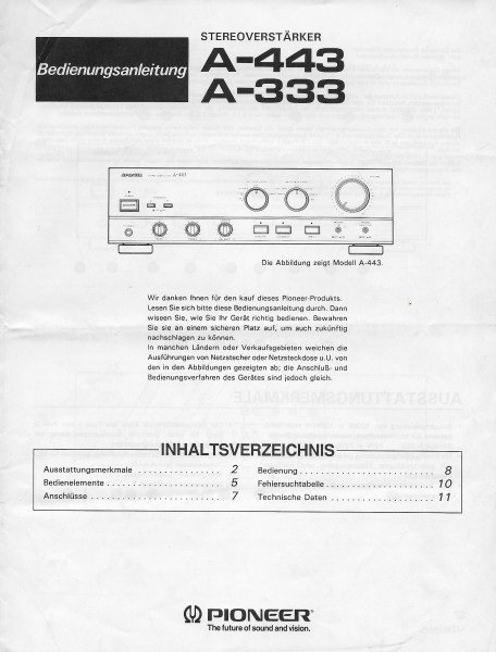 Pioneer A-443/A-333 Bedienungsanleitung