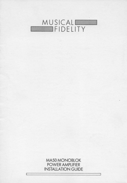 Musical Fidelity MA50 Bedienungsanleitung