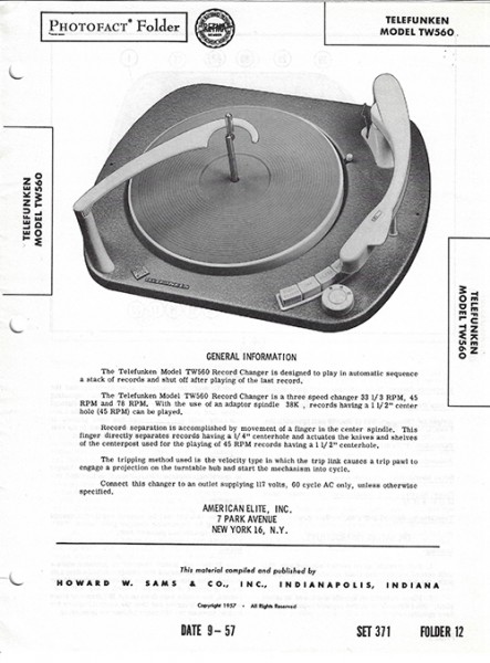 Telefunken TW560 - Photofact - Schematic Set 371/Folder 12