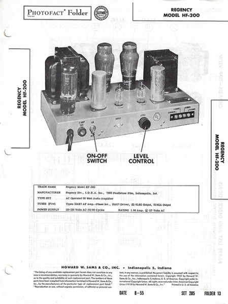 Regency HF-200 - Photofact - Schematic Set 285/Folder 13