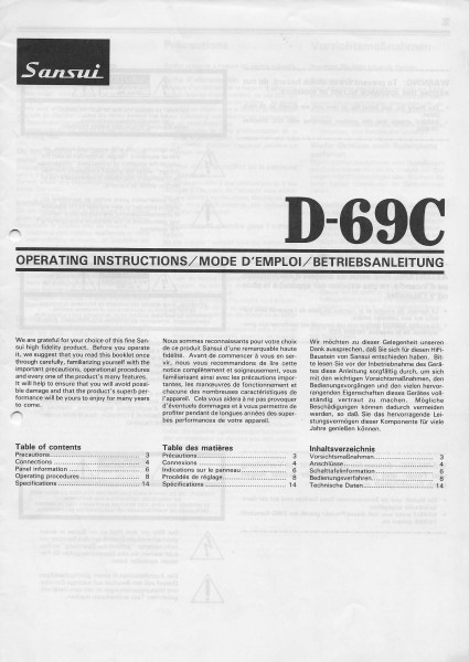 Sansui D-69C Bedienungsanleitung