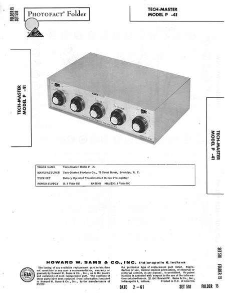 Tech-Master P-41 - Photofact - Schematic Set 518/Folder 15
