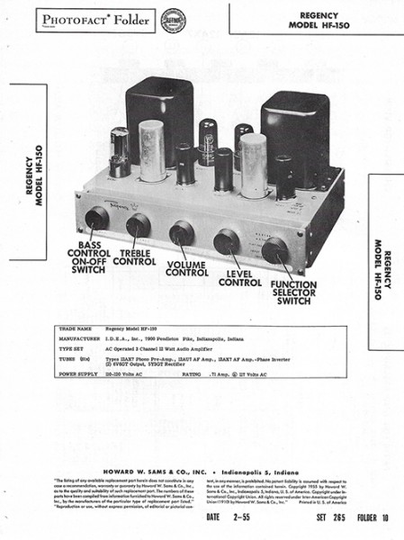 Regency HF-150 - Photofact - Schematic Set 265/Folder 10