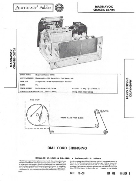 Magnavox Chassis CR724 - Photofact - Schematic Set 339/Folder 9