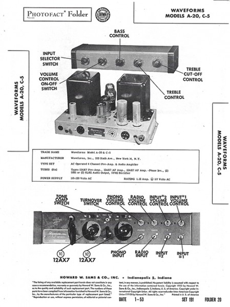 Waveforms A-20, C-5 - Photofact - Schematic Set 191/Folder 20