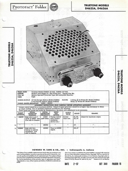 Truetone D4625A, D4626A - Photofact - Schematic Set 348/Folder 15