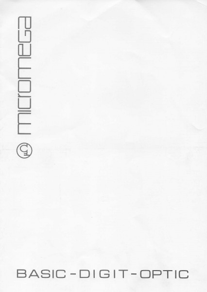 Micromega Basic / Digit / Optic Bedienungsanleitung