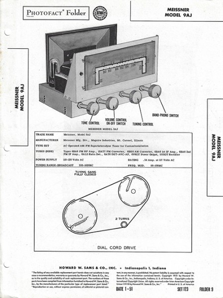 Meissner 9AJ - Photofact - Schematic Set 123/Folder 9