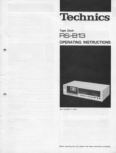 Technics RS-B13 Bedienungsanleitung
