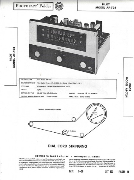 Pilot AF-724 - Photofact - Schematic Set 322/Folder 10