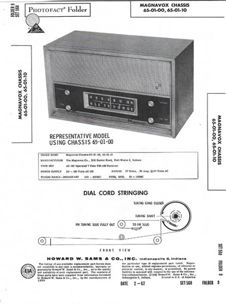 Magnavox Chassis 65-01-00, 65-01-10 - Photofact - Schematic Set 568/Folder 9
