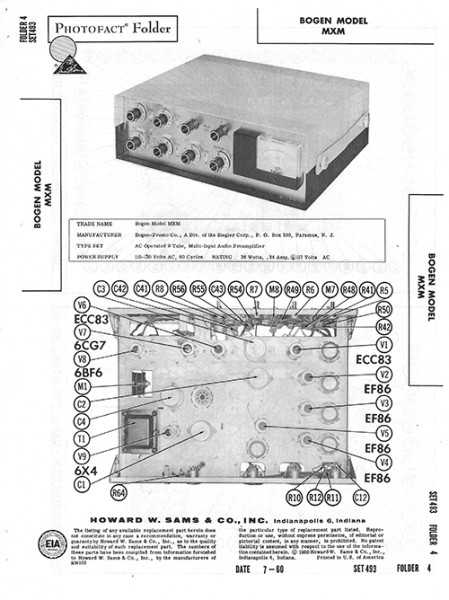 Bogen MXM - Photofact - Schematic Set 493/Folder 4