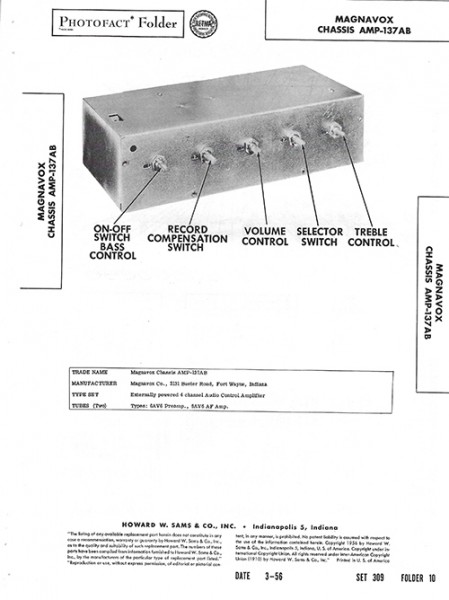 Magnavox AMP-137AB - Photofact - Schematic Set 309/Folder 10