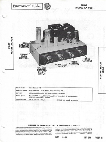 Pilot AA-903 - Photofact - Schematic Set 279/Folder 11