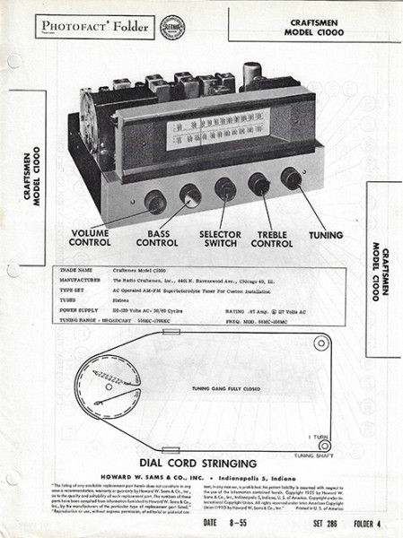 Craftsmen C1000 - Photofact - Schematic Set 286/Folder 4