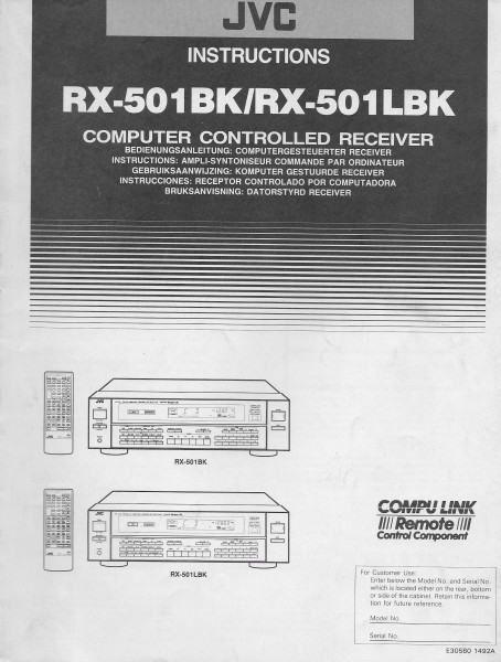 JVC RX-501BK/RX-501LBK Bedienungsanleitung