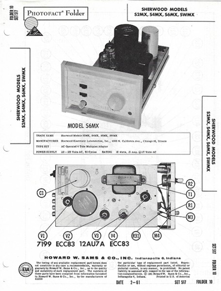 Sherwood S2MX,S4MX,S6MX,SWMX - Photofact - Schematic Set 517/Folder 10
