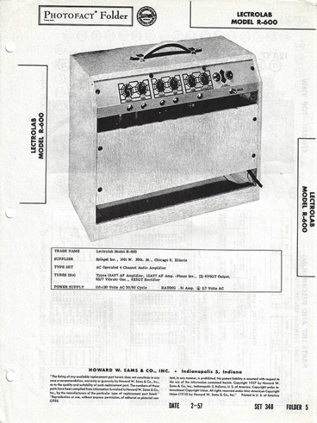 Lectrolab R-600 - Photofact - Schematic Set 348/Folder 5