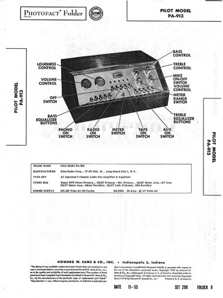 Pilot PA-913 - Photofact - Schematic Set 298/Folder 9