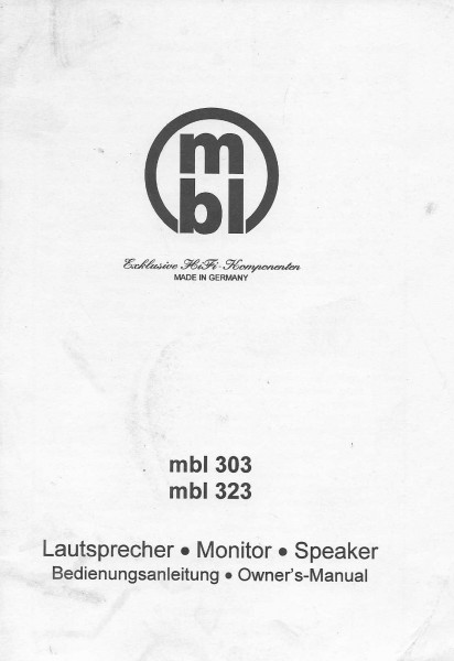 MBL 303 / 323 Bedienungsanleitung