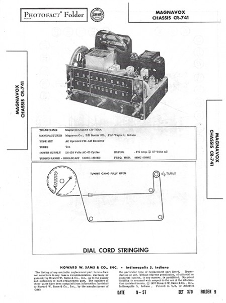 Magnavox Chassis CR-741 - Photofact - Schematic Set 370/Folder 9