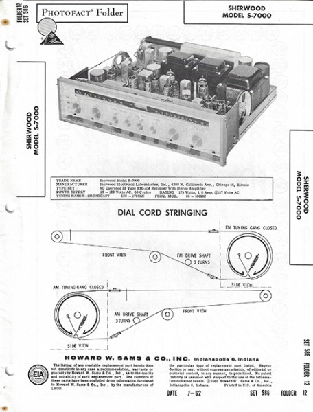 Sherwood S-7000 - Photofact - Schematic Set 586/Folder 12