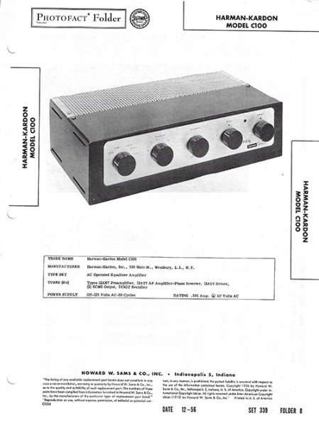 Harman-Kardon C100 - Photofact - Schematic Set 339/Folder 8