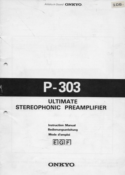 Onkyo P-303 Bedienungsanleitung