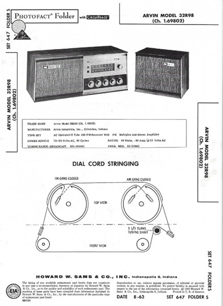 Arvin 32R98 - Photofact - Schematic Set 647/Folder 5